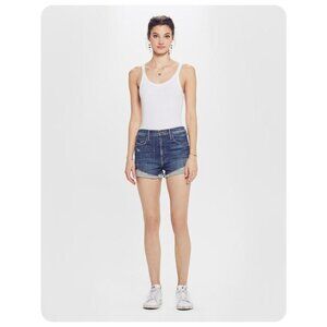 MOTHER HW Rascal Slit Flip Chew Denim Shorts sz 25